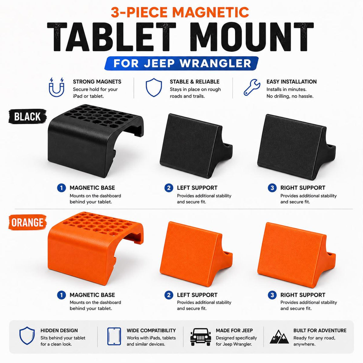 iPad / Tablet Mount For Jeep Wrangler JL and Gladiator JT 2018-2025