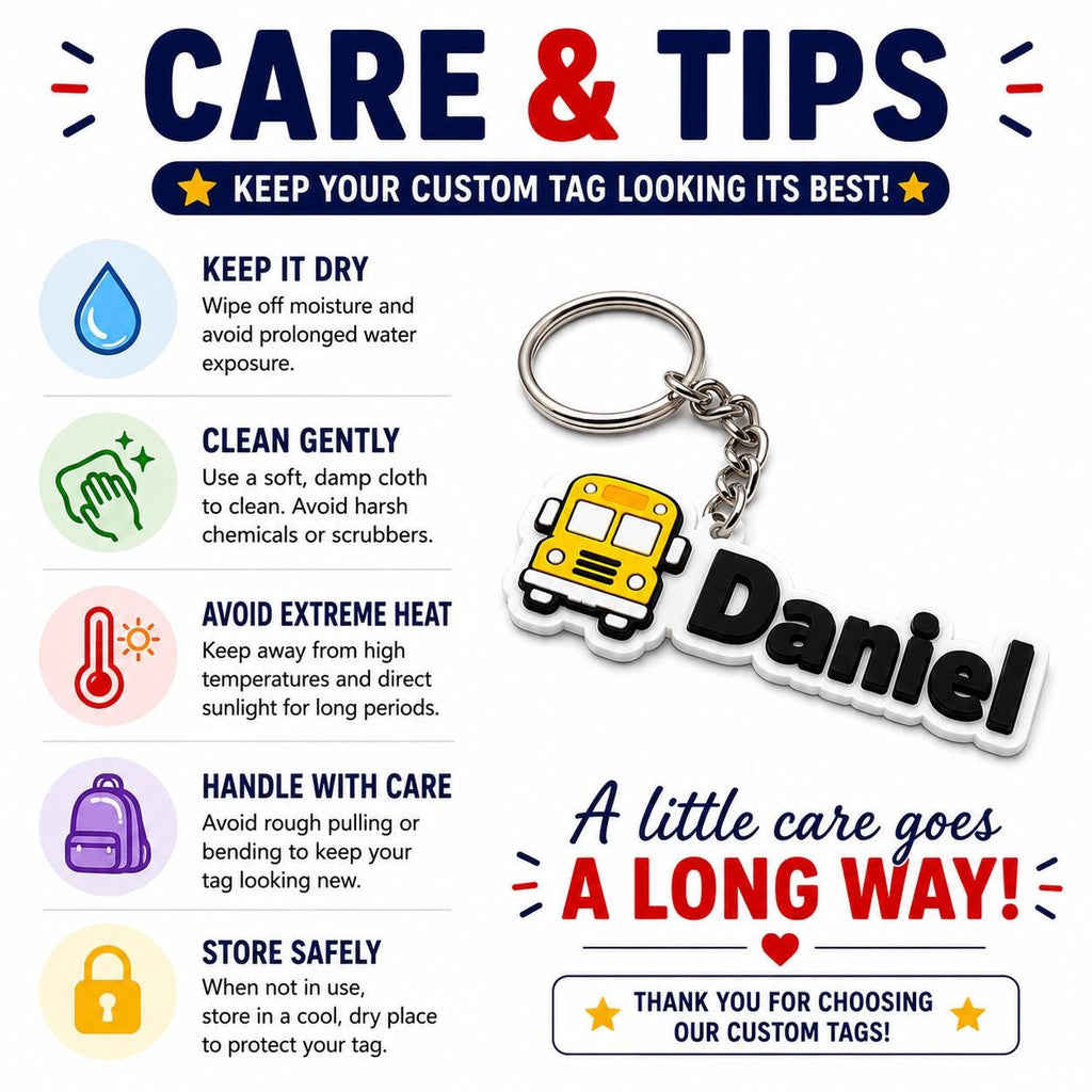 School Bus name tag for kids
