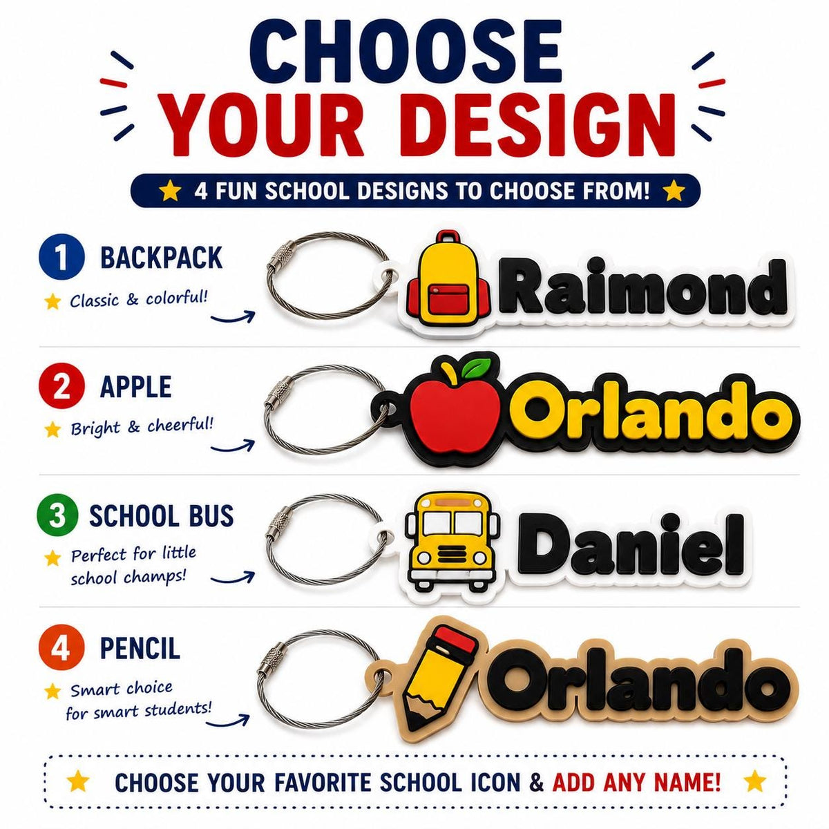 Backpack name tag for kids