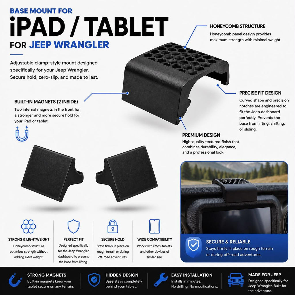 iPad / Tablet Mount For Jeep Wrangler JL and Gladiator JT 2018-2025