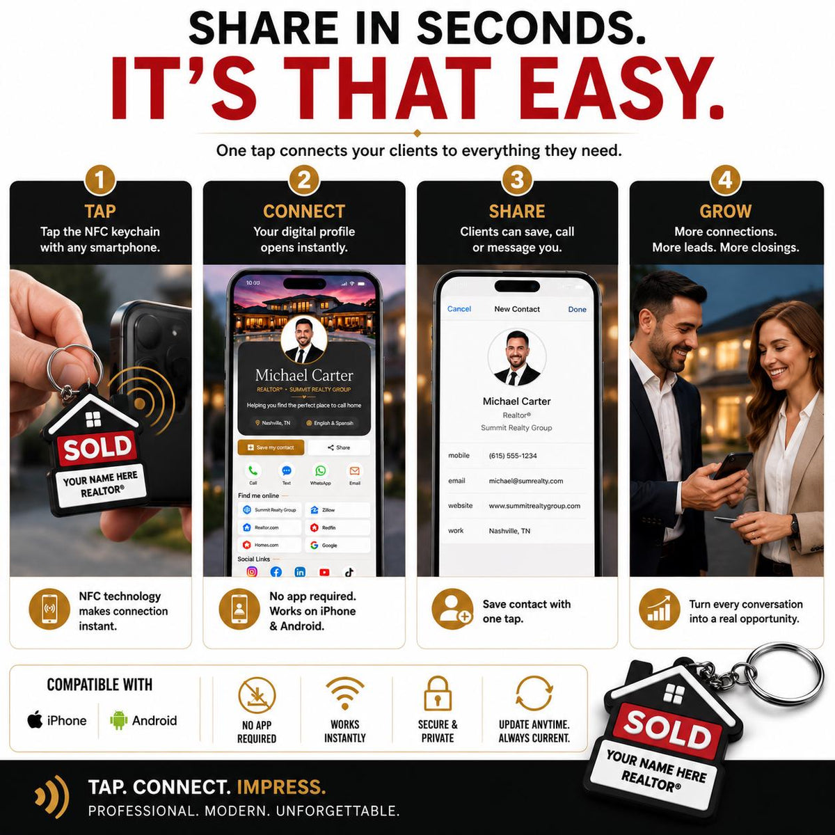 Realtor NFC keychain digital business card