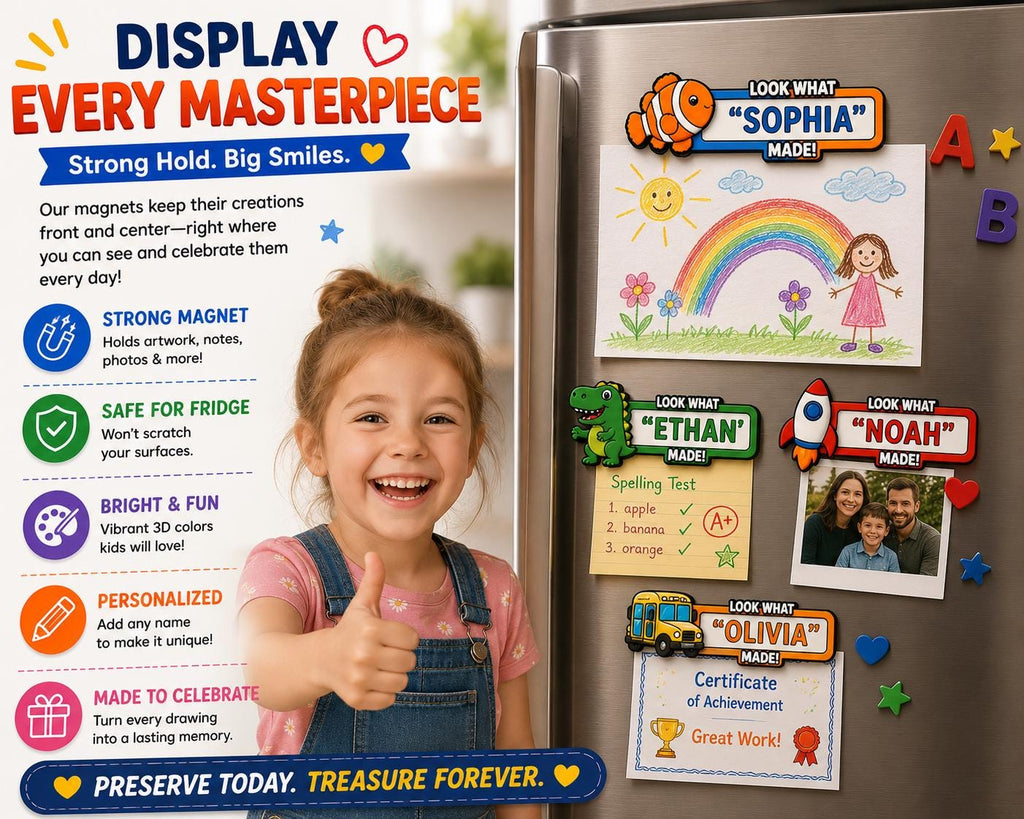 Look What I Made magnet personalized kids art display