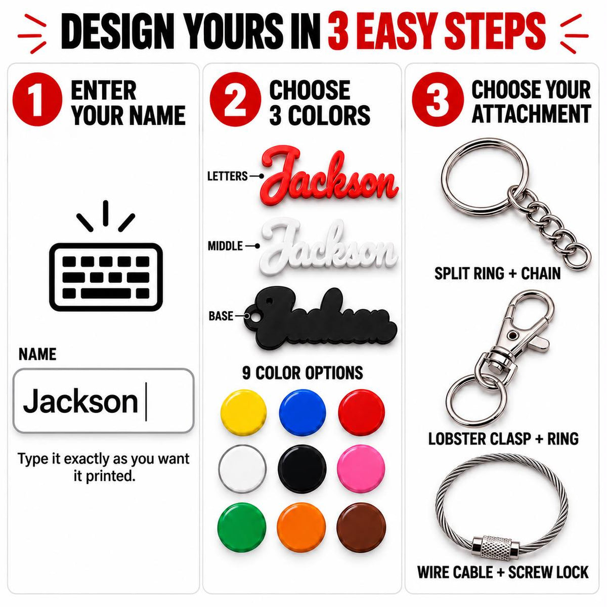 Personalized script name keychain