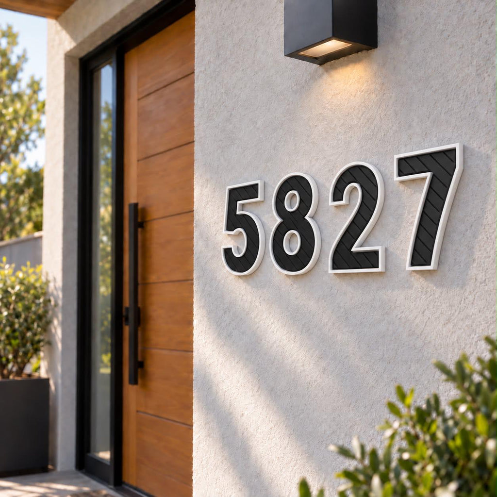 Modern 3D printed house numbers