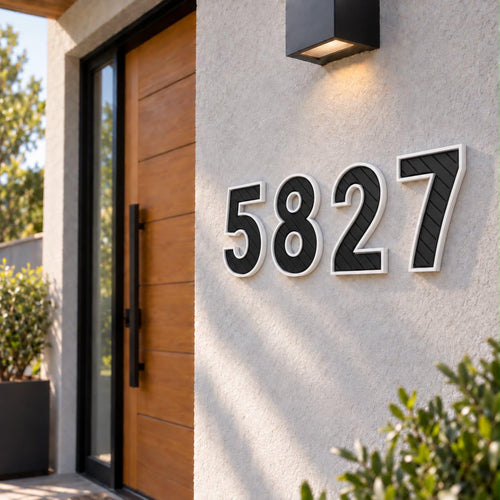 Modern 3D printed house numbers