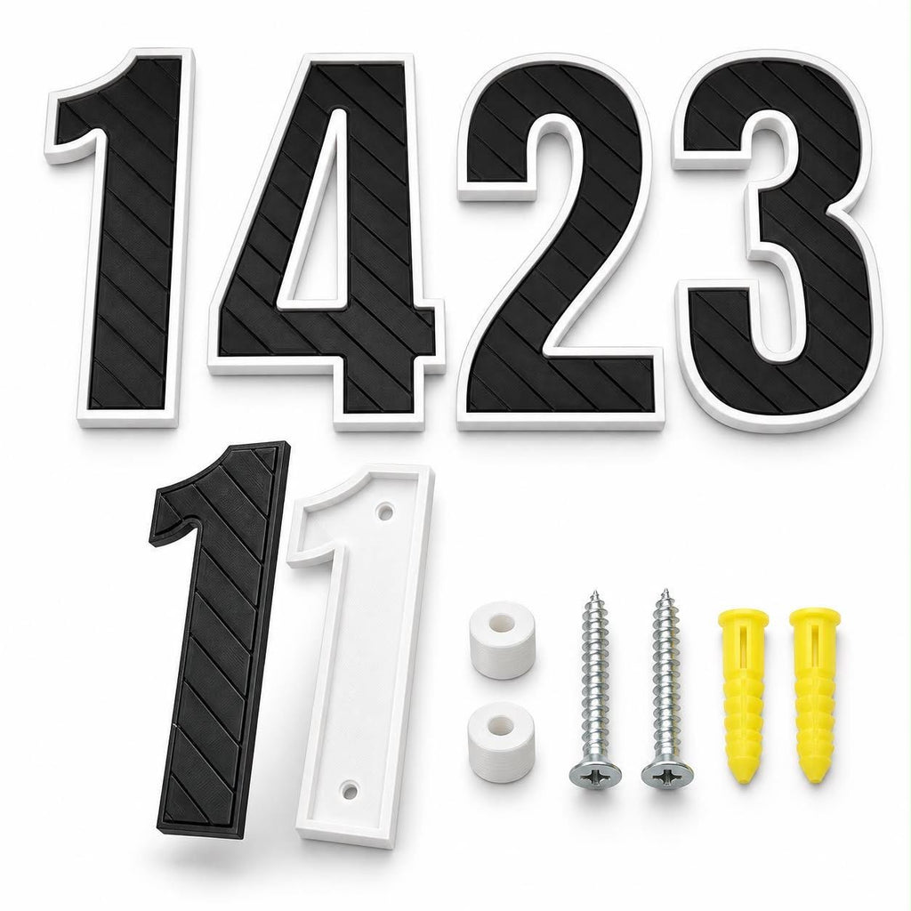 Modern 3D printed house numbers